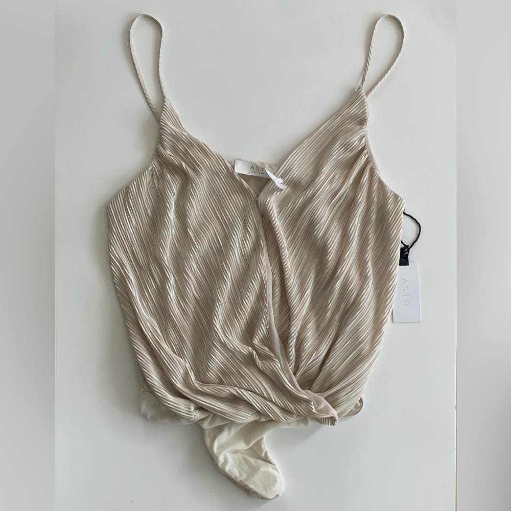 ASTR THE LABEL cream colored tank bodysuit